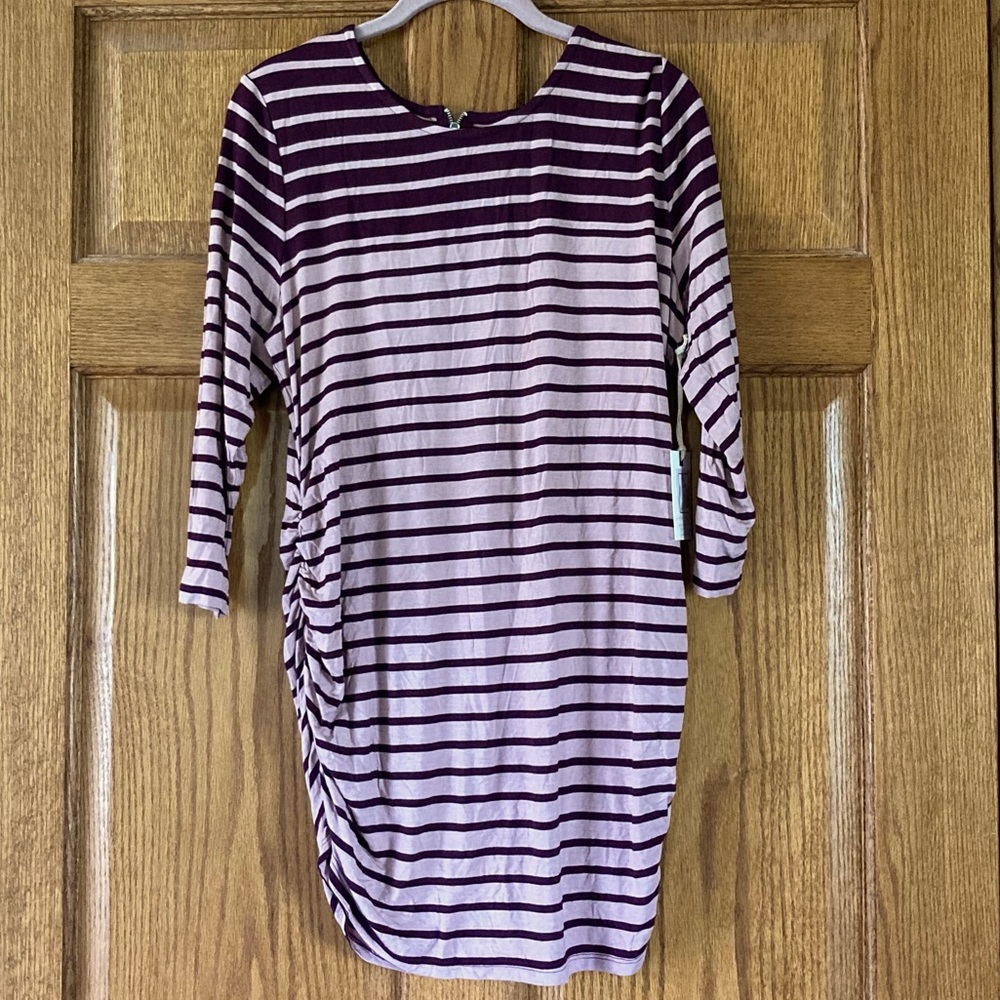 5/$15 NWT Jessica Simpson Pink & Maroon Striped Maternity Tunic Top XL